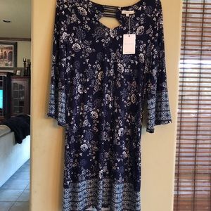Navy blue boho style dress